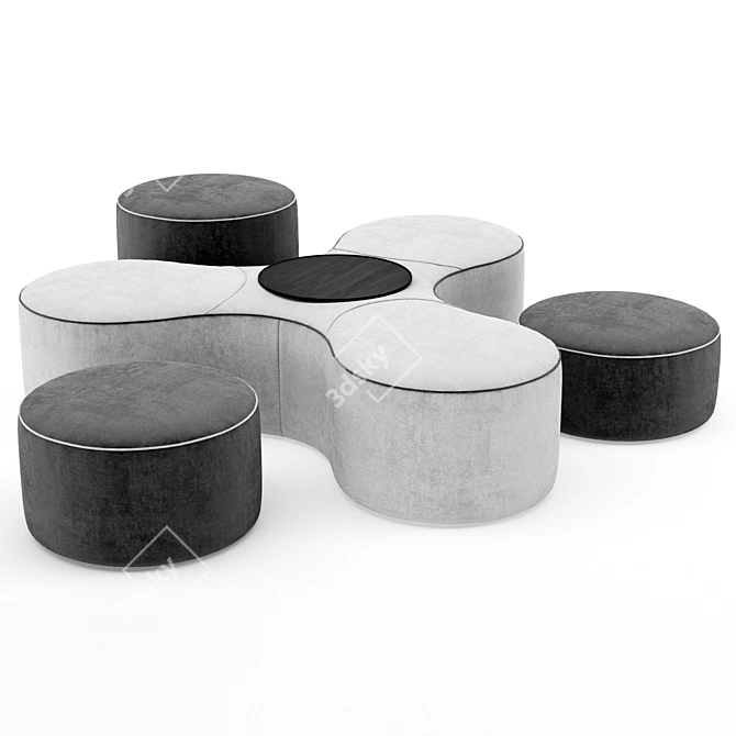 Stylish Modular Blow Pouf Set 3D model image 5