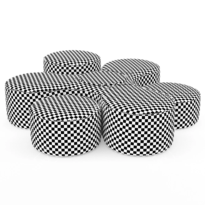 Stylish Modular Blow Pouf Set 3D model image 6