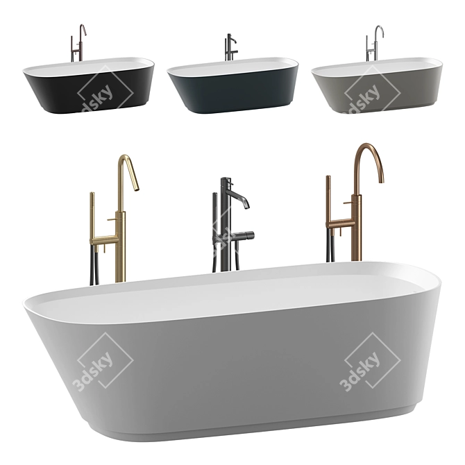 Neb Bathtub Suite with CEA Mixers 3D model image 1