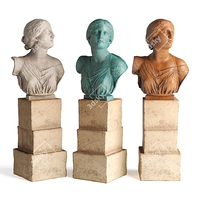 Niobe Bust Statue in Metal & Plaster 3D model image 1