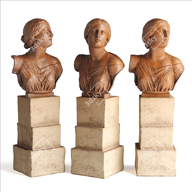 Niobe Bust Statue in Metal & Plaster 3D model image 2
