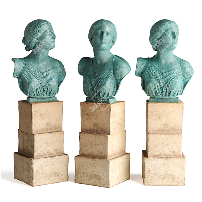 Niobe Bust Statue in Metal & Plaster 3D model image 3