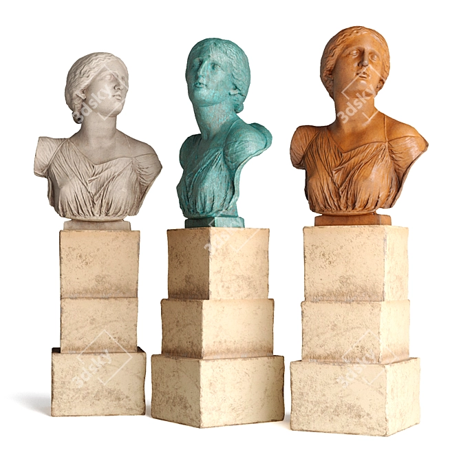 Niobe Bust Statue in Metal & Plaster 3D model image 5