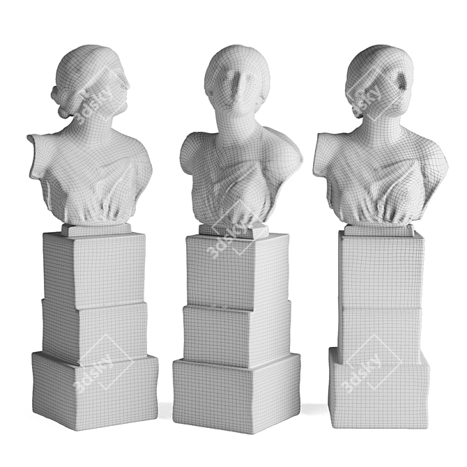 Niobe Bust Statue in Metal & Plaster 3D model image 6