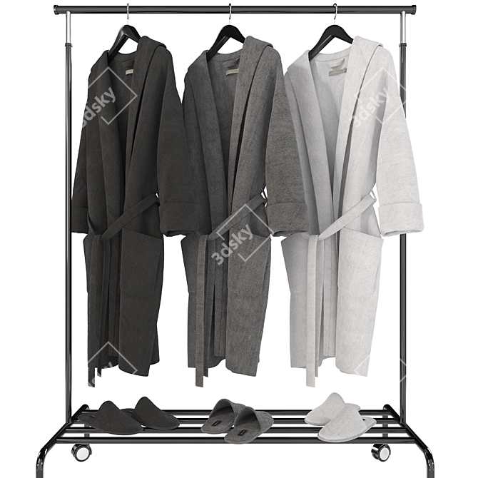 Luxury Bathrobe Slipper Set 3D model image 2