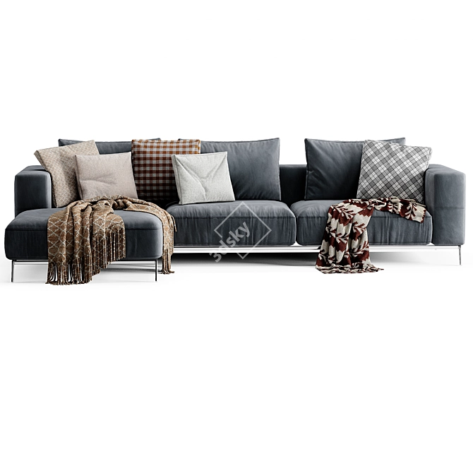 Modern Flexform Ettore Chaise Lounge 3D model image 4