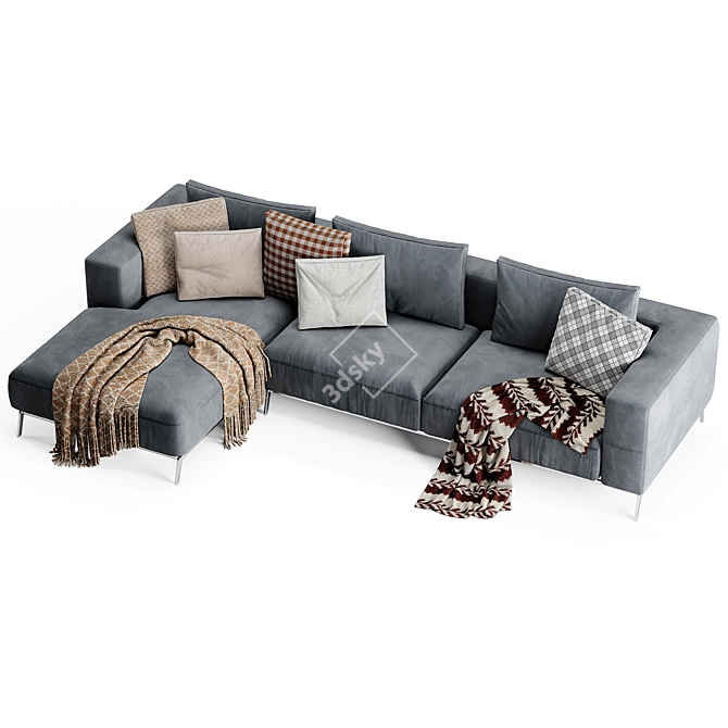 Modern Flexform Ettore Chaise Lounge 3D model image 5