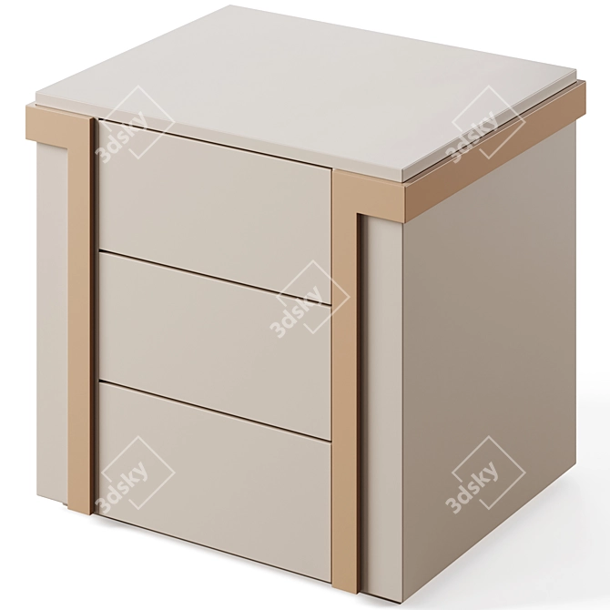 Elegant Avenue 3-Drawer Bedside Table 3D model image 4