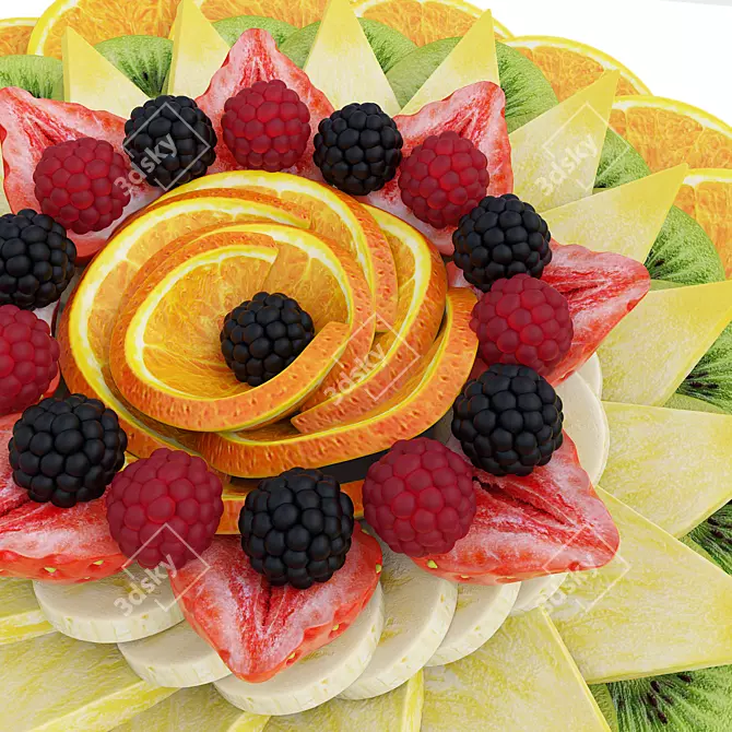 Colorful Fruit Plate 3D Model 3D model image 4