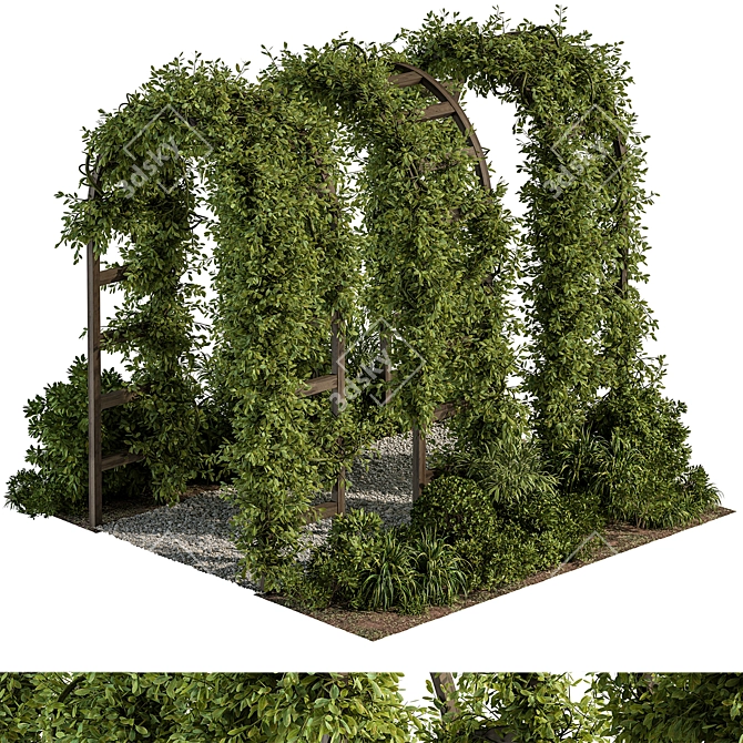Outdoor Pergola Plant Set 61 3D model image 1
