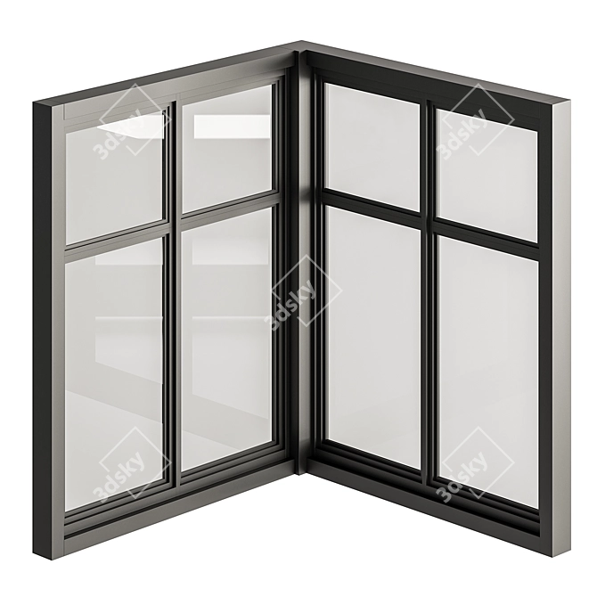 Modern Black Window Set 12 3D model image 5