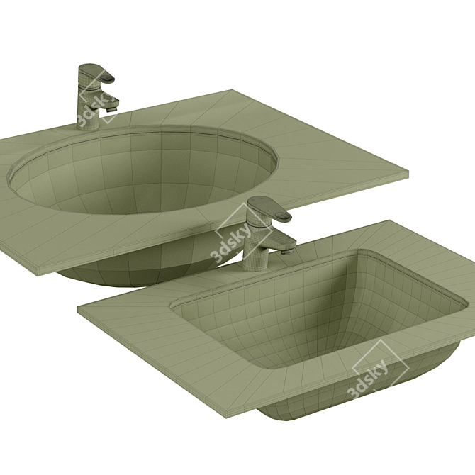 Vitra White Bathroom Sink Set 3D model image 2