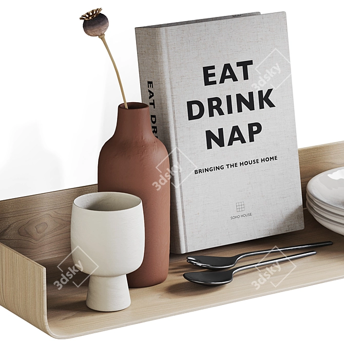 Modern Kitchen Decor Set 3D model image 5