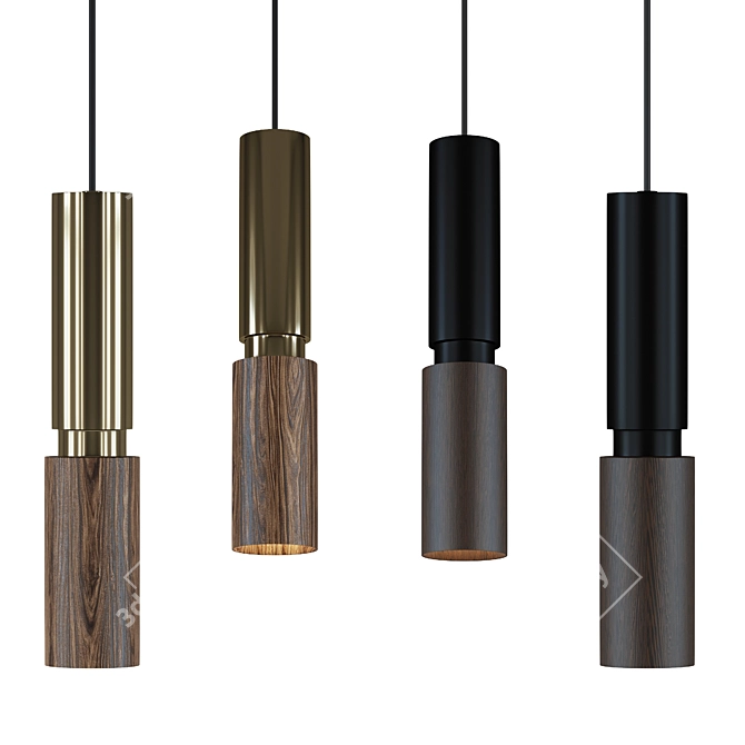 Mexican Wood Pendant Light 3D model image 1