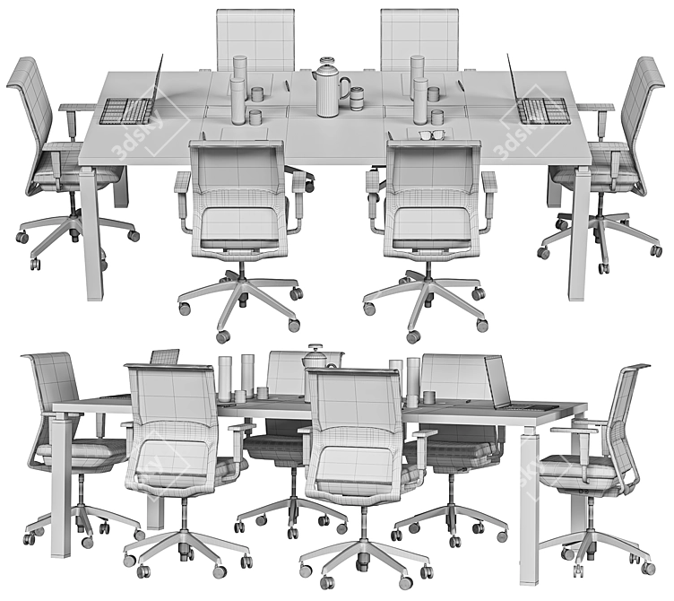 Modern Designer Office Conference Table 3D model image 5