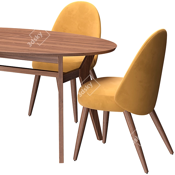 Modern Rustic Dining Set Oak 3D model image 9