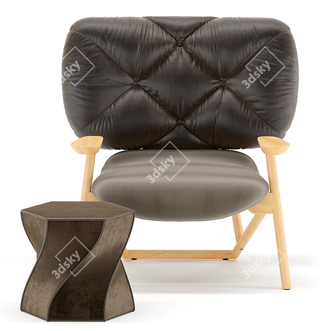 Modern Crafted Lounge Armchair 3D model image 3