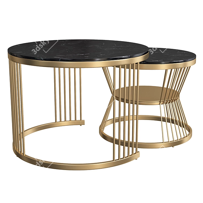 Modern Marble Coffee Table Set 3D model image 2