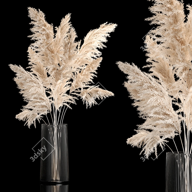 Luxury Pampas Grass Bouquet Vase 3D model image 1