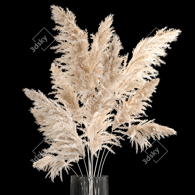 Luxury Pampas Grass Bouquet Vase 3D model image 2