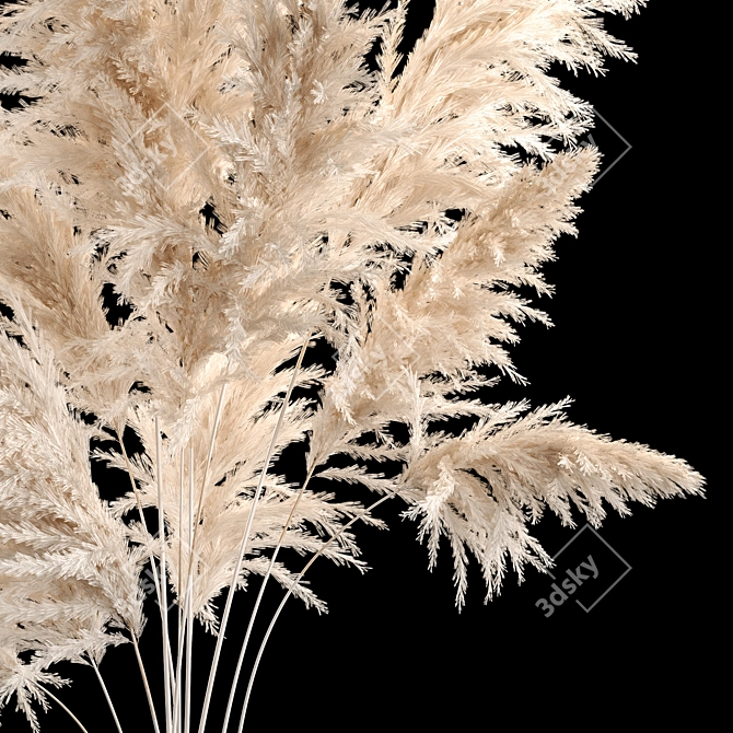 Luxury Pampas Grass Bouquet Vase 3D model image 4