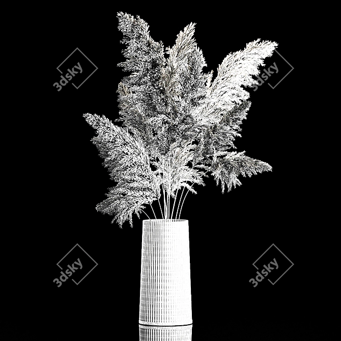 Luxury Pampas Grass Bouquet Vase 3D model image 6