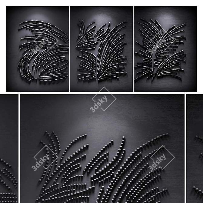 Blue Tryptich Wall Hanging Art 3D model image 1