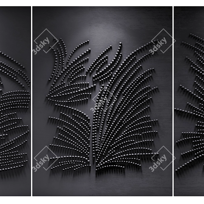 Blue Tryptich Wall Hanging Art 3D model image 2