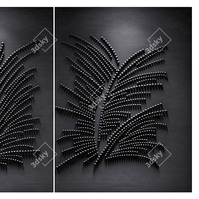 Blue Tryptich Wall Hanging Art 3D model image 4