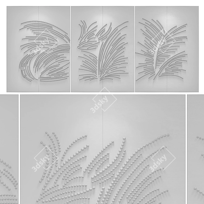 Blue Tryptich Wall Hanging Art 3D model image 5