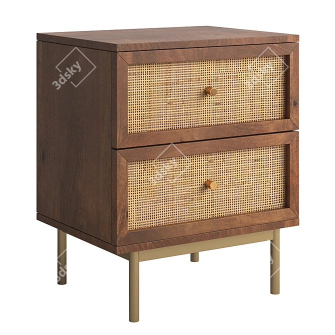 Sleek Hudson Nightstand with Drawers 3D model image 1