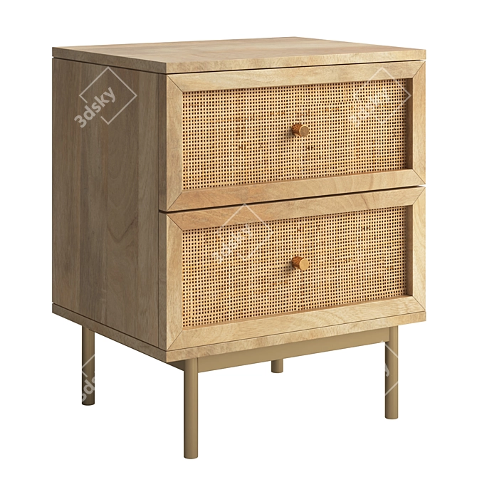 Sleek Hudson Nightstand with Drawers 3D model image 2