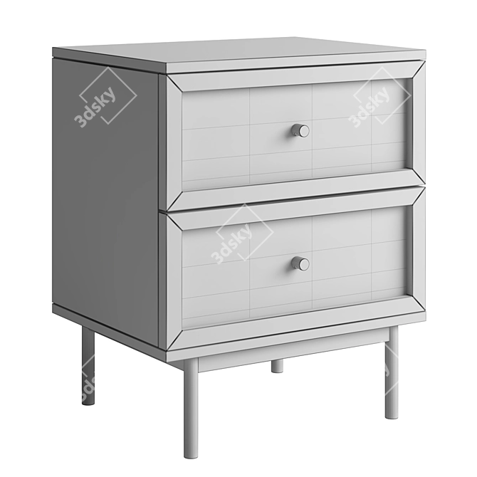 Sleek Hudson Nightstand with Drawers 3D model image 7