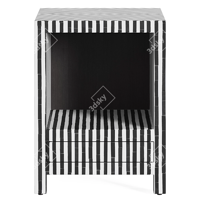 Monochrome Bone Inlay Nightstand. 3D model image 4