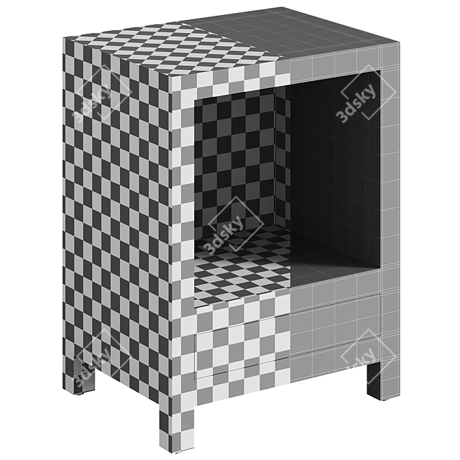 Monochrome Bone Inlay Nightstand. 3D model image 5