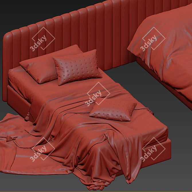 Modern Style Bed 247 Set 3D model image 7