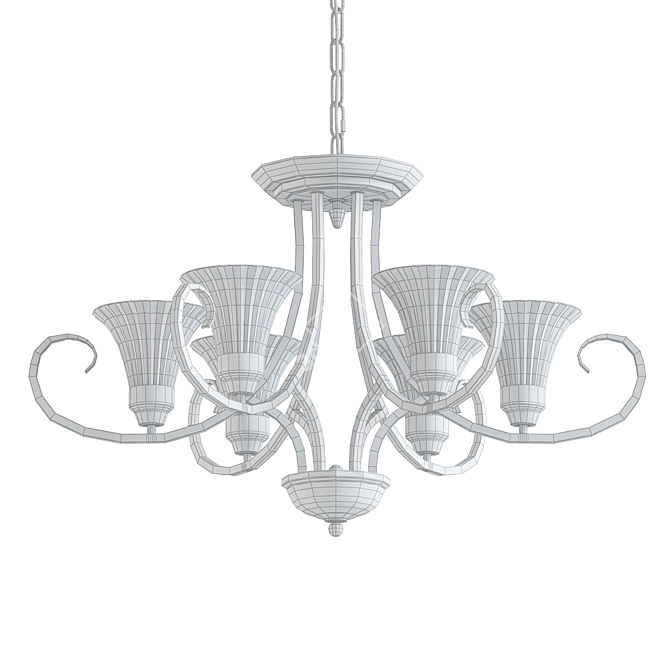 Ribbed Glass Flared Chandelier, Elegant 3D model image 2