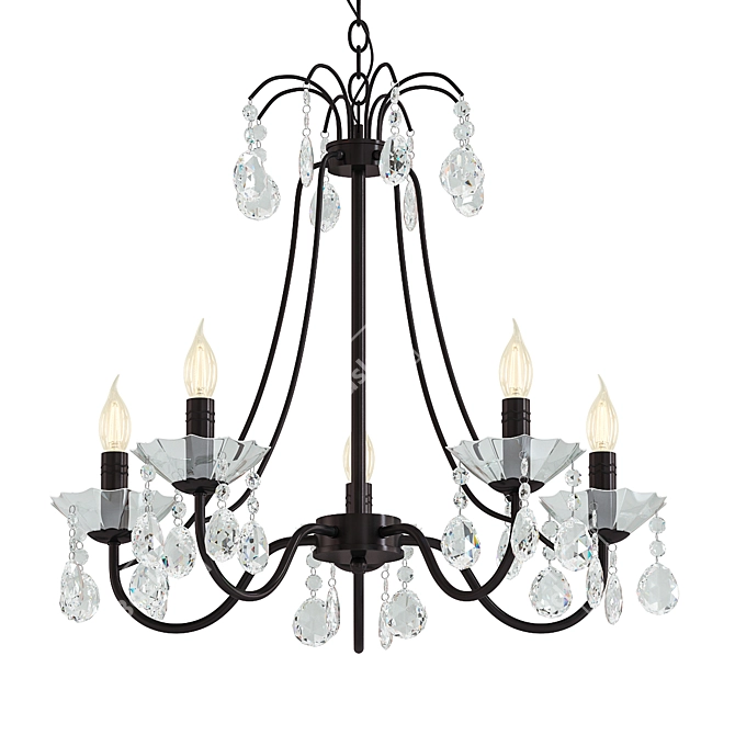 Retro Black Swooping Crystal Chandelier 3D model image 1