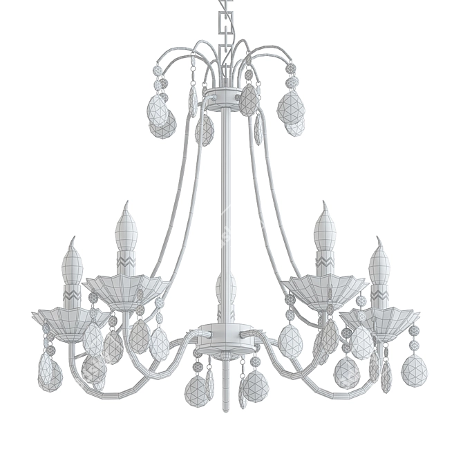 Retro Black Swooping Crystal Chandelier 3D model image 2