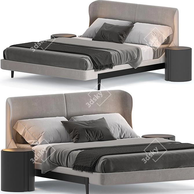 Modern Full-Size Bed 2015 3D model image 1