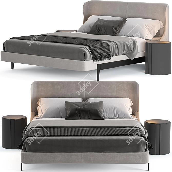 Modern Full-Size Bed 2015 3D model image 2