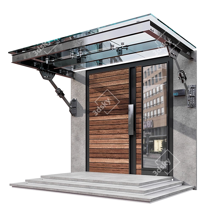 Modern Glass Entrance Canopy Kit 3D model image 1