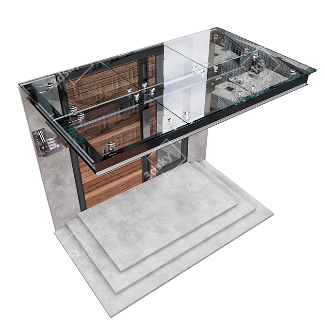 Modern Glass Entrance Canopy Kit 3D model image 5