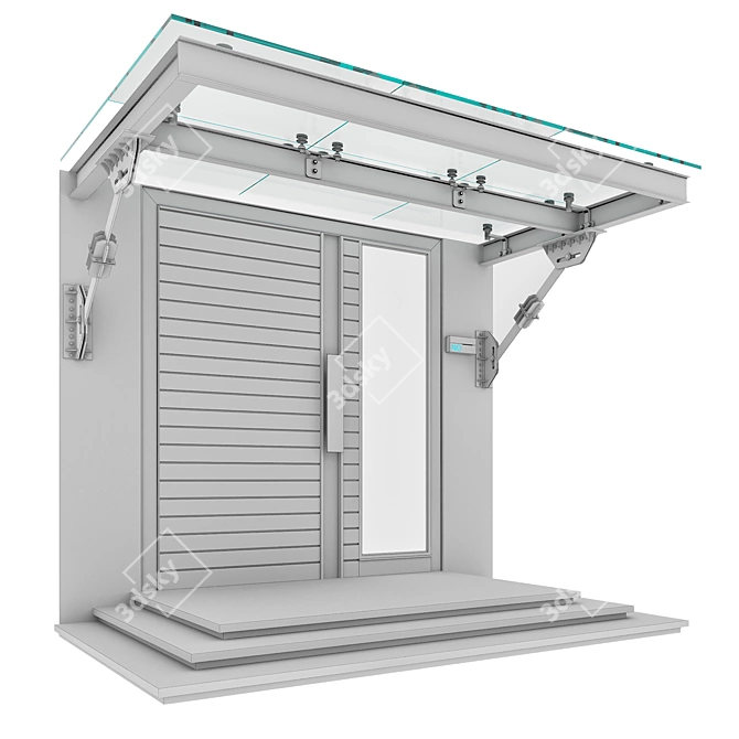 Modern Glass Entrance Canopy Kit 3D model image 6