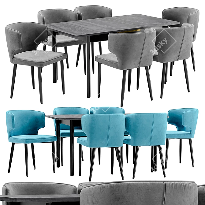 Modern Dining Set Mateo and Splash 3D model image 1