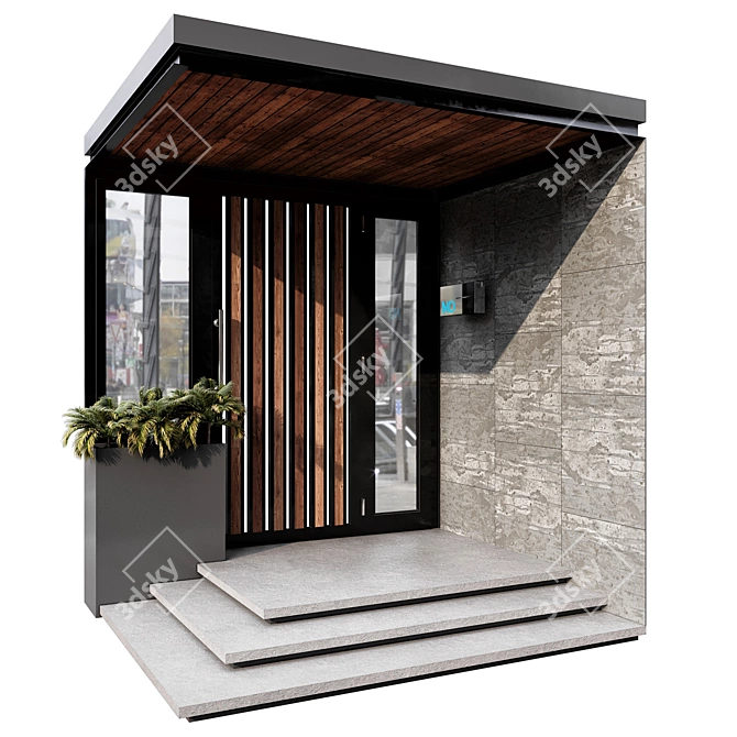 Contemporary Entrance Set with Canopy 3D model image 1