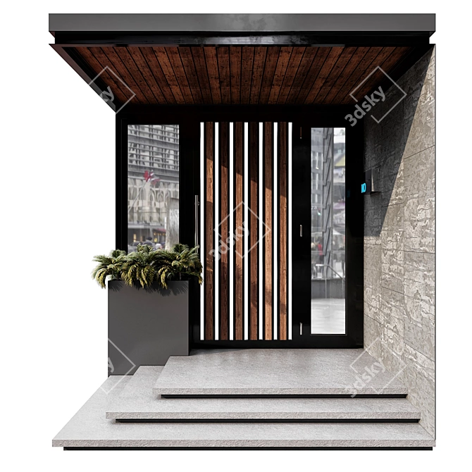 Contemporary Entrance Set with Canopy 3D model image 2