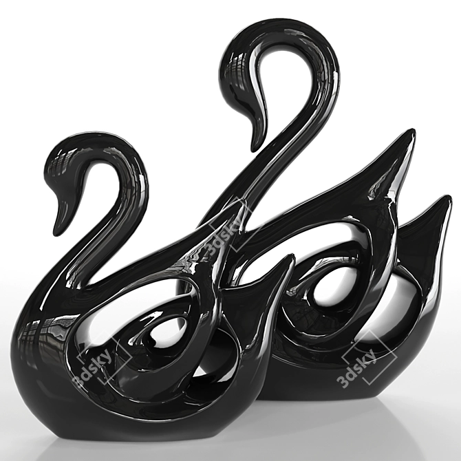 Ceramic Swan Lover Statue Decoration 3D model image 3