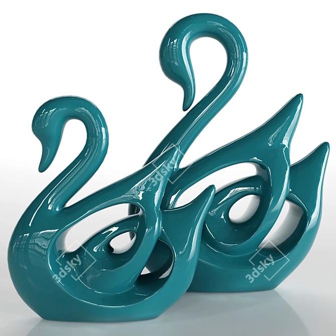 Ceramic Swan Lover Statue Decoration 3D model image 5