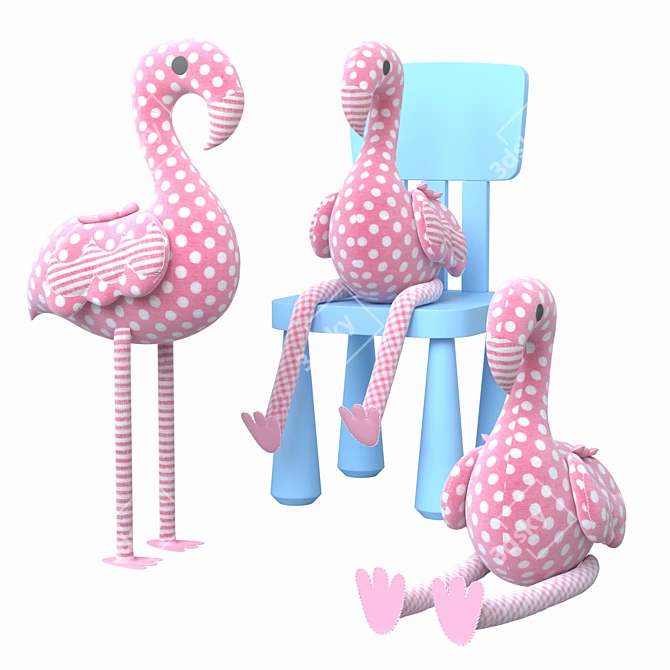 Smooth Flamingo Toy Set 3D model image 1